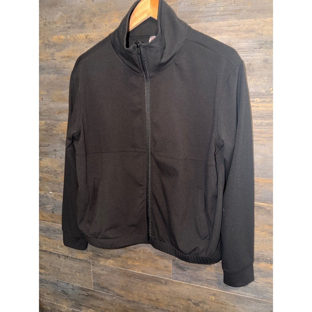 Ebb‎ & Flow Womens Black Full Zip Mock Neck Athletic Jacket Size L 8287MM
